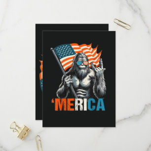 Cartão Postal De Convite Bandeira Americana da Rocha Bigfoot Merica