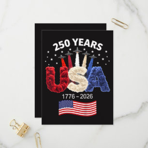 Cartão Postal De Convite Bandeira Americana de Aniversário de 250 anos dos