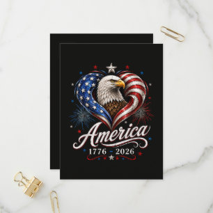 Cartão Postal De Convite Bandeira da América Águia 250 Anos 250º Aniversári