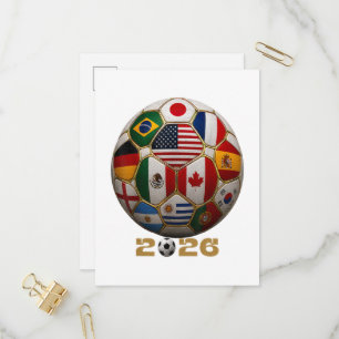 Cartão Postal De Convite Bandeira EUA Copa do Mundo de Futebol 2026