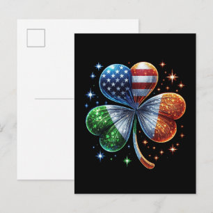 Cartão Postal De Convite Bandeira Irlandesa Americana DIA DE SÃO PATRÍCIO