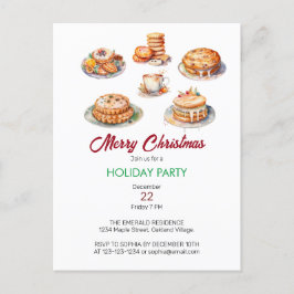 Cartão Postal De Convite Banquete de Natal Watercolor