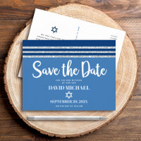 Bar Mitzvah Salvar Data Tallit Azul Prata Script