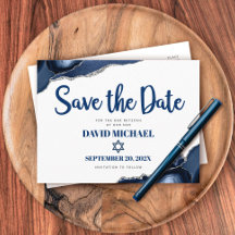 Bar Mitzvah Salve a Data Marinho Script Azul Agate