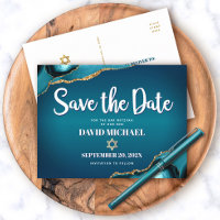 Bar Mitzvah Salve a Data Teal Ombre Ágata Roscas