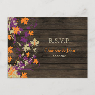 Cartão Postal De Convite Barnwood Russo queda de ameixa deixa casamento RSV