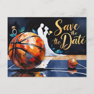 Cartão Postal De Convite Basquete Salva a Data Casamento