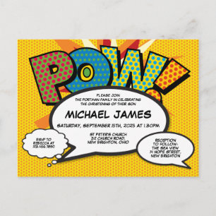 Cartão Postal De Convite Batismo Cristening Moderno Diversão de Fala