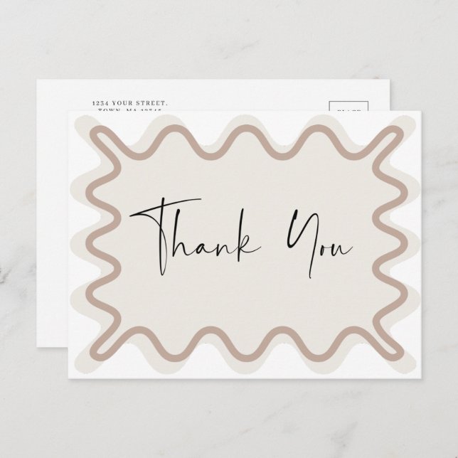 Cartão Postal De Convite Beige Taupe Border Obrigado postal (Frente/Verso)