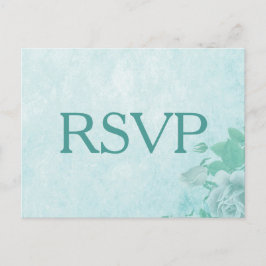 Cartão Postal De Convite Bela RSVP Floral em azul