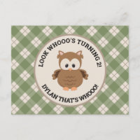 Bela Xadrez Verde-Coruja Aniversário