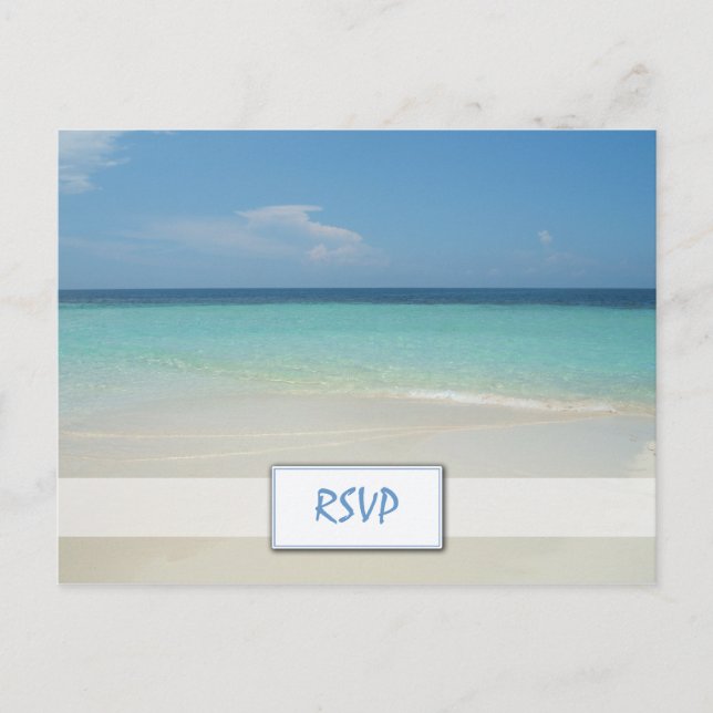 Cartão Postal De Convite Belo Casamento de Praia Tropical RSVP (Frente)