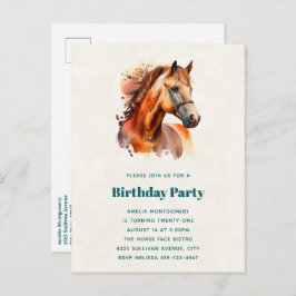 Cartão Postal De Convite Belo Retrato Sorrel Horse Aniversário