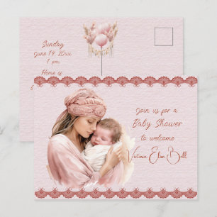 Cartão Postal De Convite Bem-vindo a um Chá de Bebê