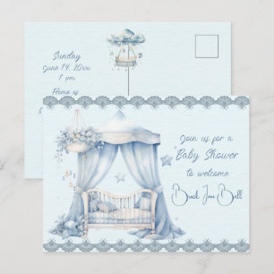 Cartão Postal De Convite Bem-vindo a um Chá de Bebê Boy