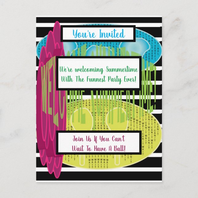 Cartão Postal De Convite Bem-vindo ao Verão (Frente)