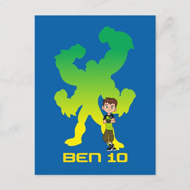 Cartão Postal De Convite Ben 10 e Quatro Braços Sombra (Frente)