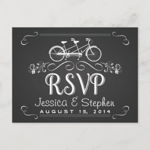 Cartão Postal De Convite Bicicleta RSVP Tandem para 2 Chalkboard Responder