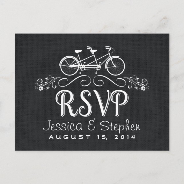 Cartão Postal De Convite Bicicleta RSVP Tandem para duas respostas de buraq (Frente)