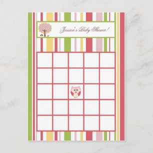 Cartão Postal De Convite Bingo Card Love and Nature Girl Woodland