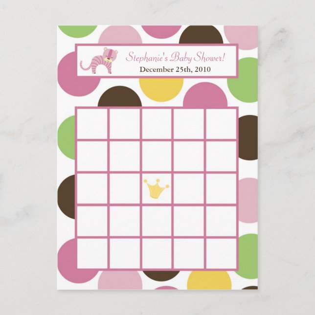 Cartão Postal De Convite Bingo Card Selgle Queen Tiger Safari Zoo (Frente)