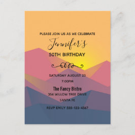 Cartão Postal De Convite Birthday Geométrico Minimalista dos Montanhas Russ