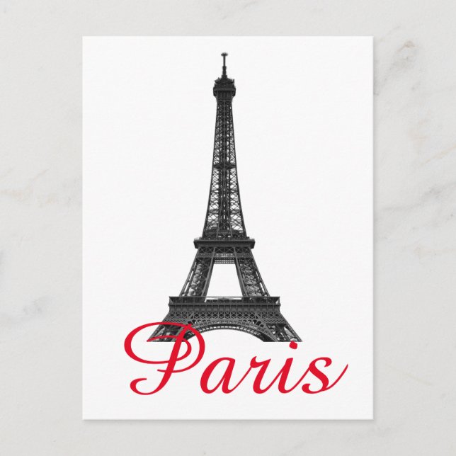Cartão Postal De Convite Black White Eiffel Tower Paris Love City Viagem (Frente)