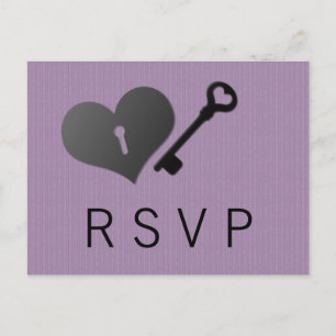 Cartão Postal De Convite Bloqueio cardíaco lilac e cartão de resposta princ