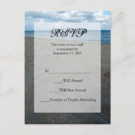 Cartão Postal De Convite Blue and Brown Sands ~ Beach Weding RSVP Reply