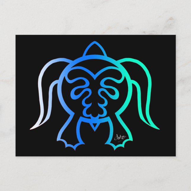 Cartão Postal De Convite Blue Tattoo sea Turtle Drake (Frente)