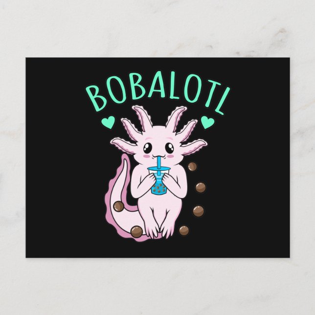 Cartão Postal De Convite Bobalotl Kawaii Animal Axolotl Proprietário de ani (Frente)