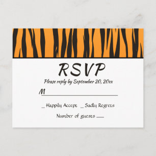 Cartão Postal De Convite Boêmio RSVP Impressão Tigre Listra Animal Preto Do