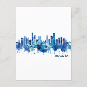 Cartão Postal De Convite Bogotá Colombia Skyline Blue