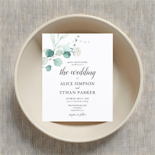 Cartão Postal De Convite Boho Eucalyptus deixa casamento