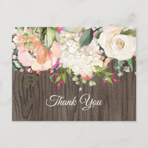 Cartão Postal De Convite boho floral, aniversário floral obrigado postal