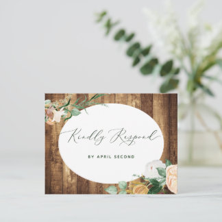 Cartão Postal De Convite Boho Rustic Farmhouse Barn Casamento RSVP