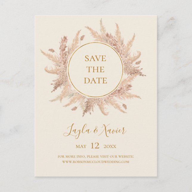 Cartão Postal De Convite Boho Tropical Botânico | Marfim Salvar a Data (Frente)