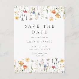 Cartão Postal De Convite Boho Wildflower Wedding Save the Date Postcard