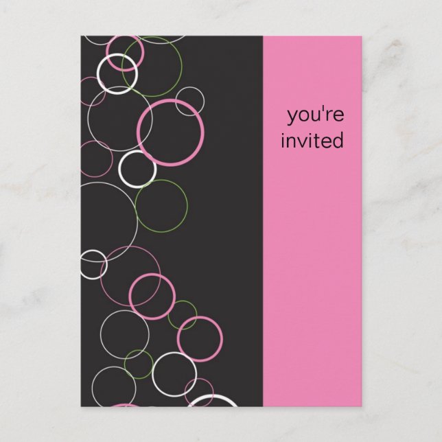 Cartão Postal De Convite Bolhas de Champanhe no Cartão-Postal Preto (Frente)