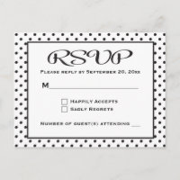 Bolinhas RSVP Casamento/Partido Preto e Branco