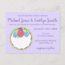 Cartão Postal De Convite Bolo de Casamento de Rosas Florais