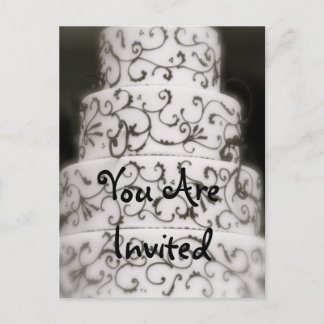 Cartão Postal De Convite Bolo de Casamento Elegante