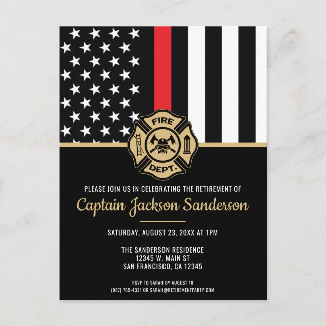 Cartão Postal De Convite Bombeiro bombeiros, bombeiros de combate (Frente)