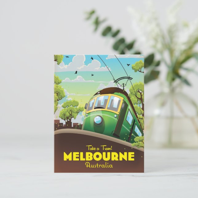 Cartão Postal De Convite Bonde de Melbourne Austrália (Em pé/Frente)