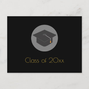 Cartão Postal De Convite Boné preto Formando Classe de Festa de formatura 