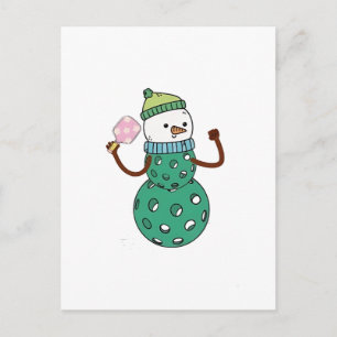 Cartão Postal De Convite Boneco de Neve de Pickleball Natal Divertido