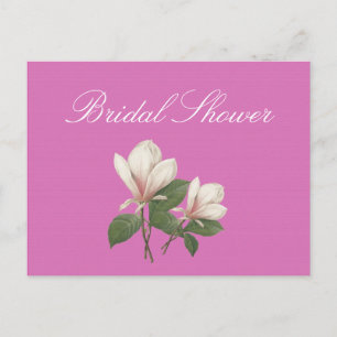 Cartão Postal De Convite Bonito vintage magnolia flores chá de panela rosa