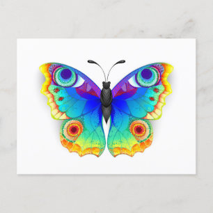 Cartão Postal De Convite Borboleta Pavão Olho de Arco-Íris