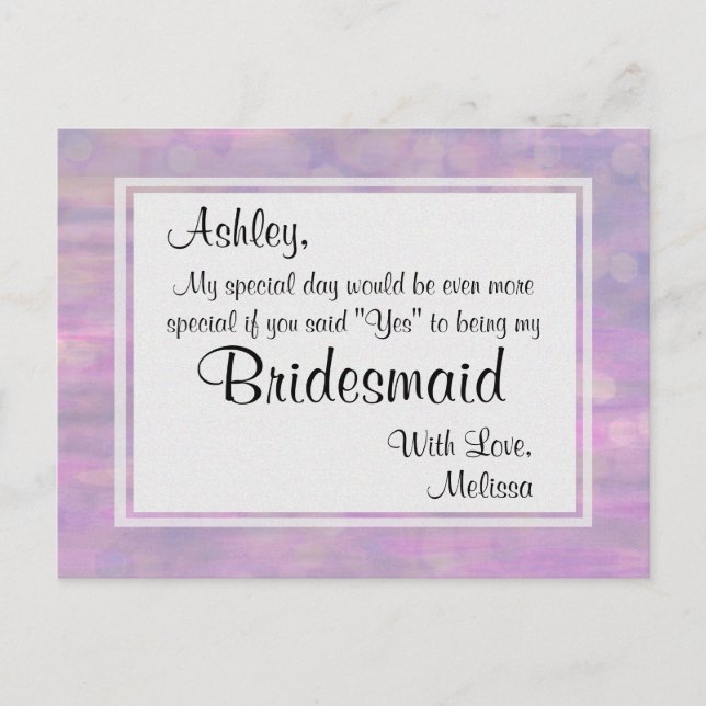 Cartão Postal De Convite Borboleta - Você Será Minha Porta-Voz? (Frente)