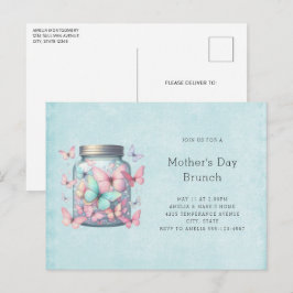 Cartão Postal De Convite Borboletas Caprichosas em um Jantar de Brunch do D